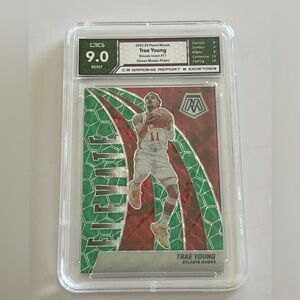 Trae Young 2023 - 24 Panini Mosaic Elevate Green Prizm #11 GRADED 9 MINT